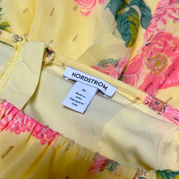 NORDSTROM 🌻 GIRLS Floral Yellow Dress with Pink Accents - Picture 2 of 6